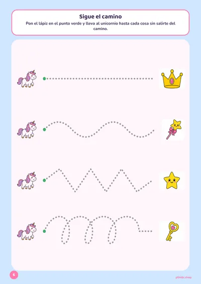 Sigue el camino: página 8 de Mi cuaderno de unicornios