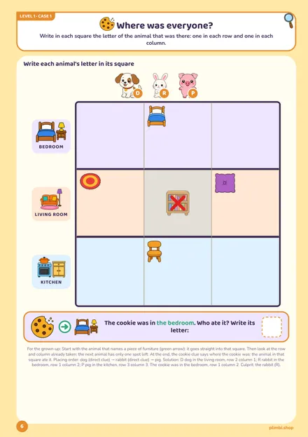 Where was each one? (level 1, board): page 6 of The Cookie Mystery