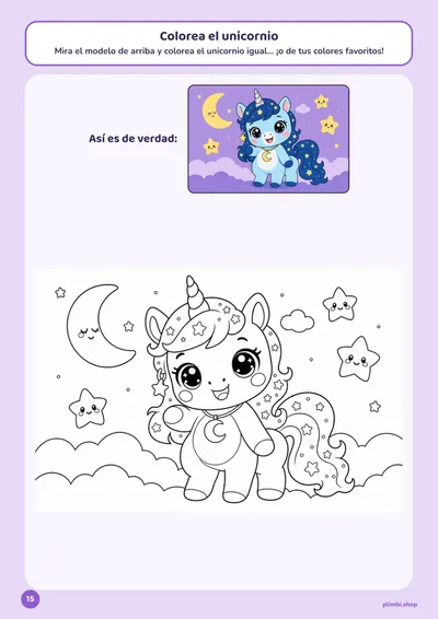 Colorea el unicornio: página 17 de Unicornios de colores